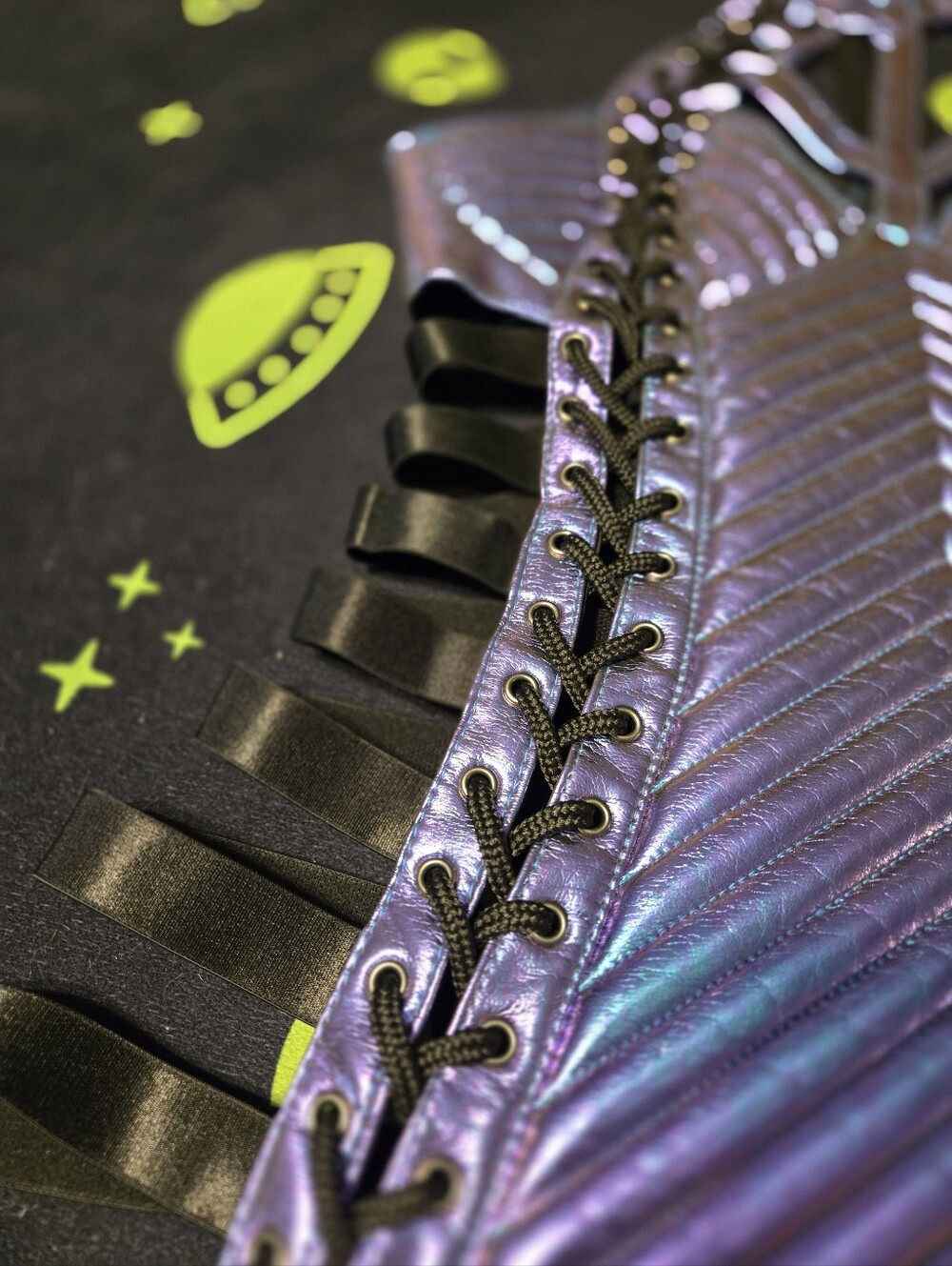 Iridescent Purple Holographic Lace-Up Harness Dress - Picture 5 of 7